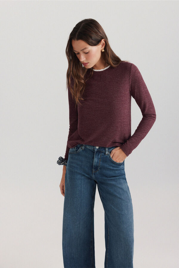 Springfield Bimaterial long sleeve neck T-shirt printed