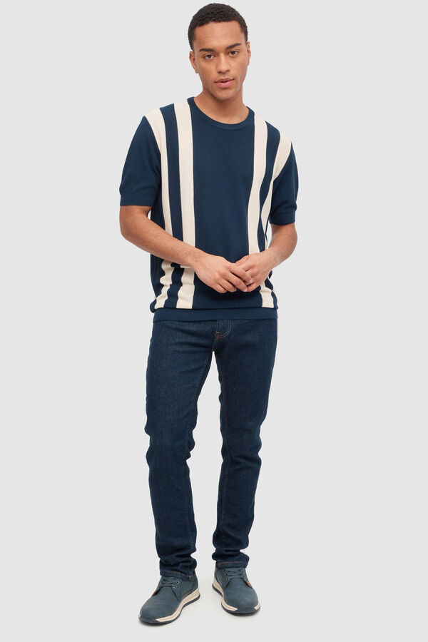 Springfield Striped jersey-knit T-shirt blue