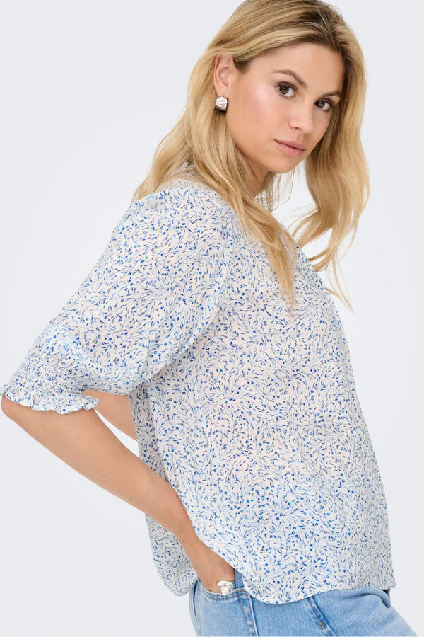 Only Elastic 3/4 sleeve shirt white