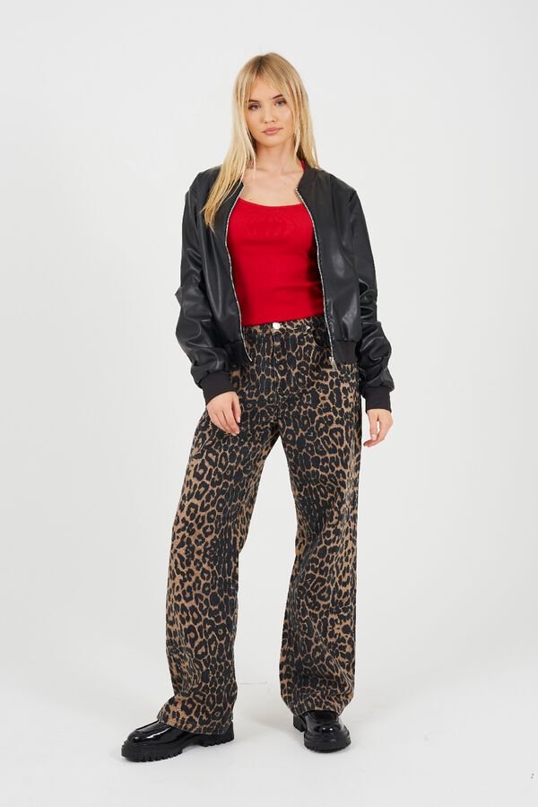 Brave Soul Faux leather bomber jacket black