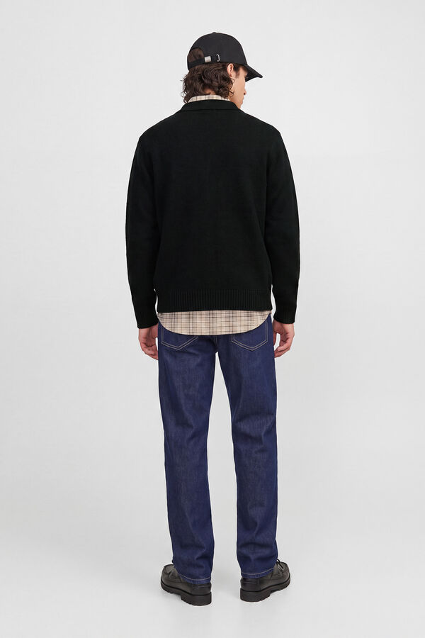 Jack & Jones Casaco de malha polo com l&atilde; preto