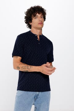 Springfield Polo majica od pikea slim kroja s uzorkom tamno plava