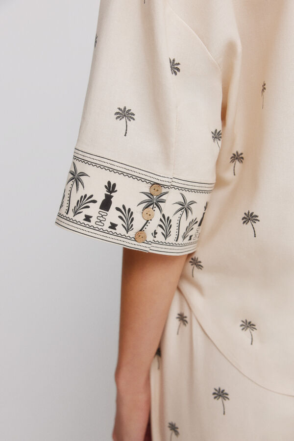 Springfield Chemise manches courtes imprim&eacute;e oversize nude