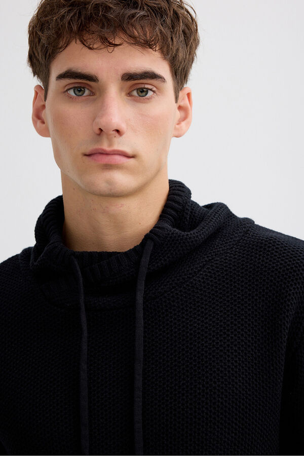 Inside High neck jersey-knit jumper black