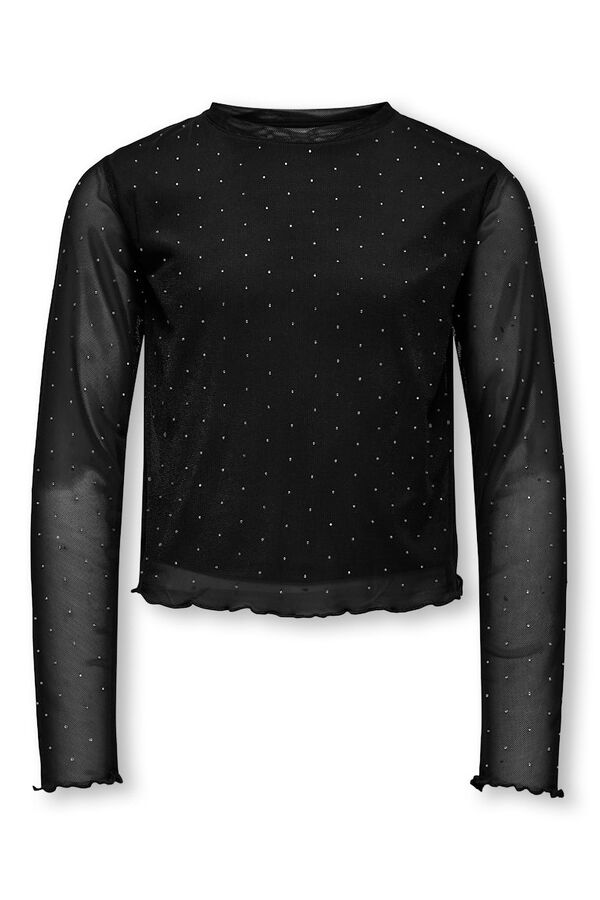 Only Girls Mesh top with sparkle detail noir