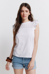 Springfield Camiseta volantes bordado suizo