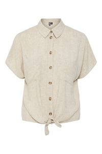 Pieces Camisa de manga curta com n&oacute; em linho