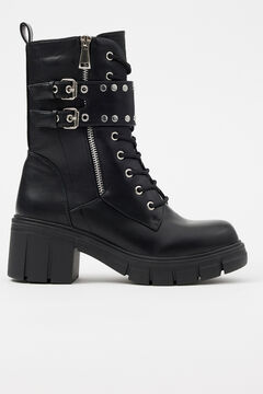 Springfield Ankle boot with buckle studs and zip fekete