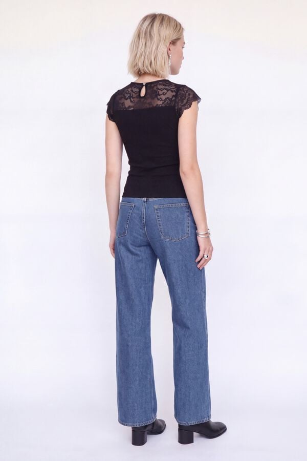 JJ REBEL Top slim sem mangas preto