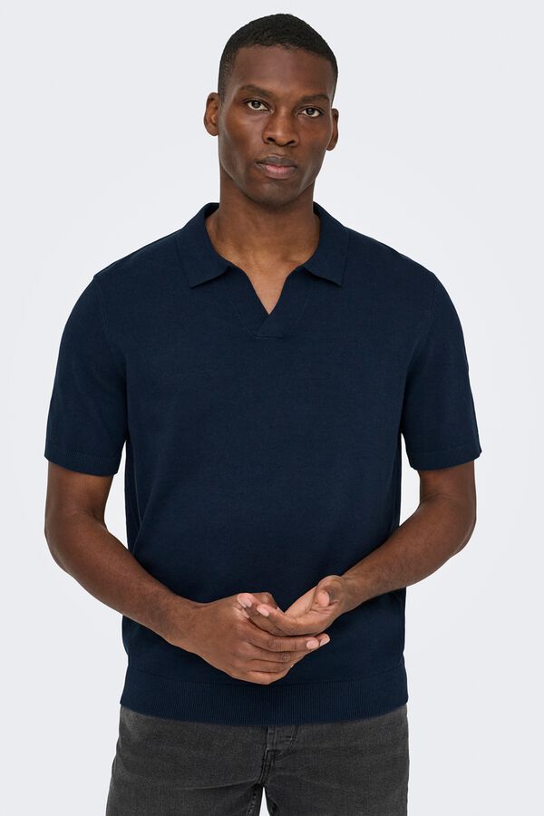 Only & Sons Polo de punto manga corta azul