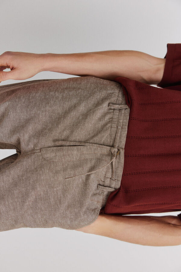 Springfield Linen comfort fit chinos nude