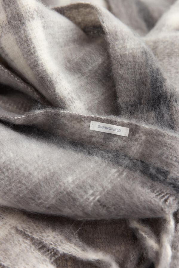 Springfield Bufanda de cuadros con flecos gris
