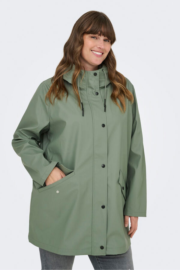Only Carmakoma Hooded plus size raincoat beige