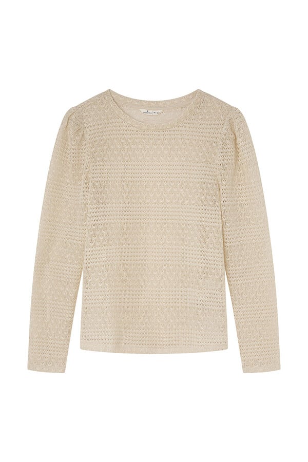 Springfield Camiseta estructura crochet beige