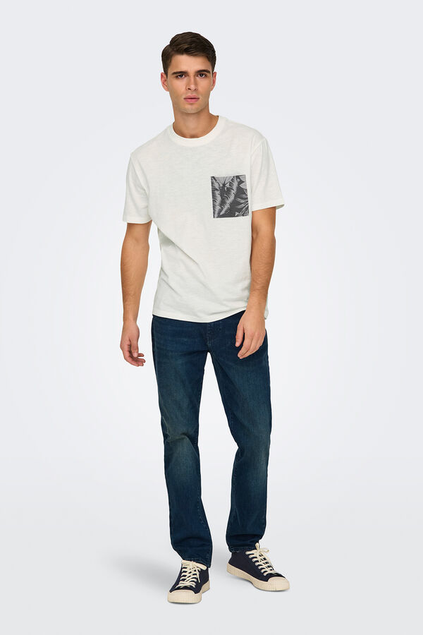 Only & Sons Camiseta manga corta bolsillo blanco