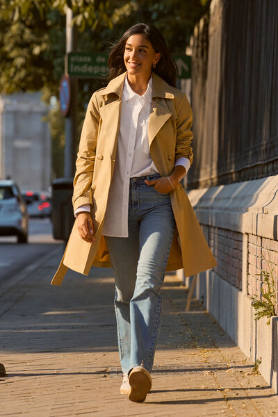 Springfield Belted trench coat beige