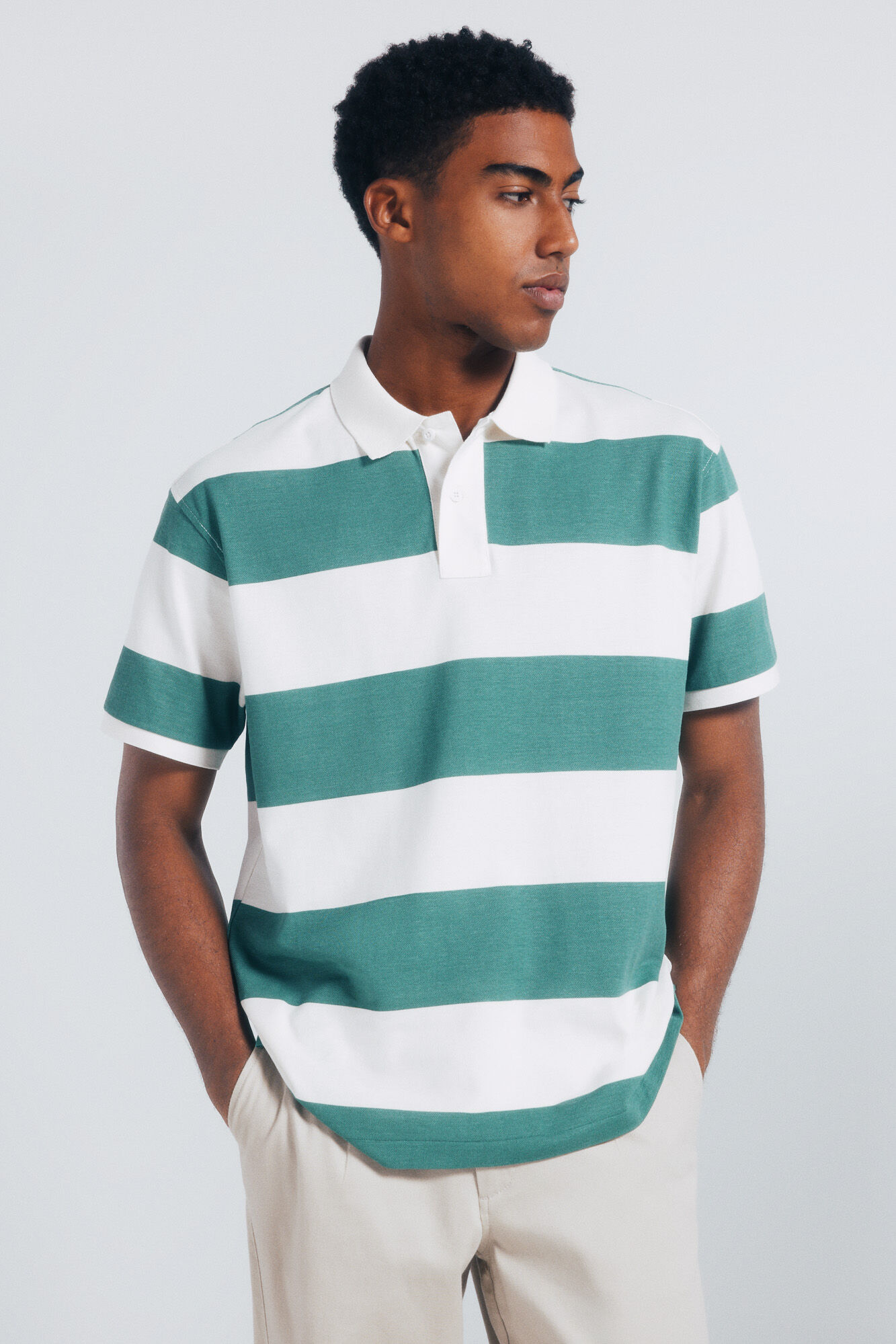 Springfield Regular fit wide striped piqu&eacute; polo shirt