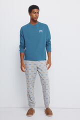 Springfield Long raglan sleeve long pyjamas with car trouser blue