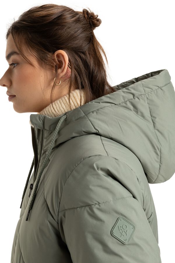 Roxy Long puffer jacket with hood beige