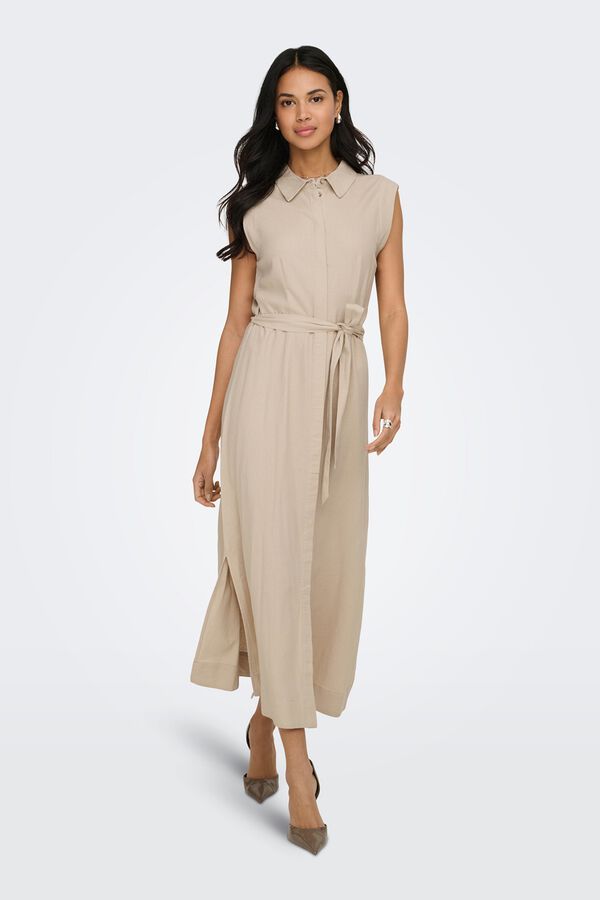 Only Linen long shirt dress grey