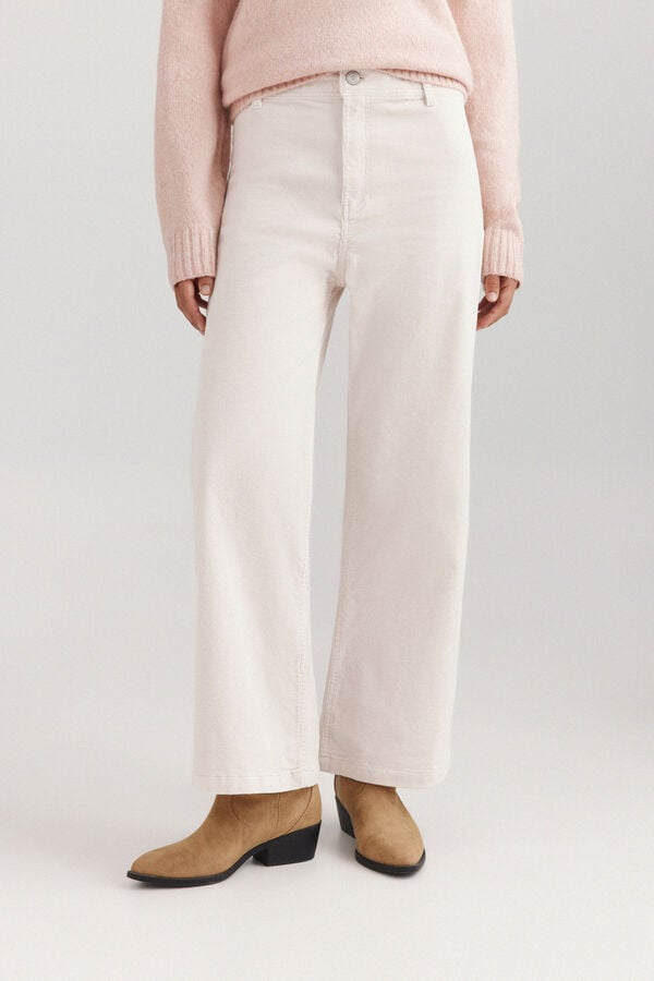 Springfield Pantalon en velours c&ocirc;tel&eacute; large marron