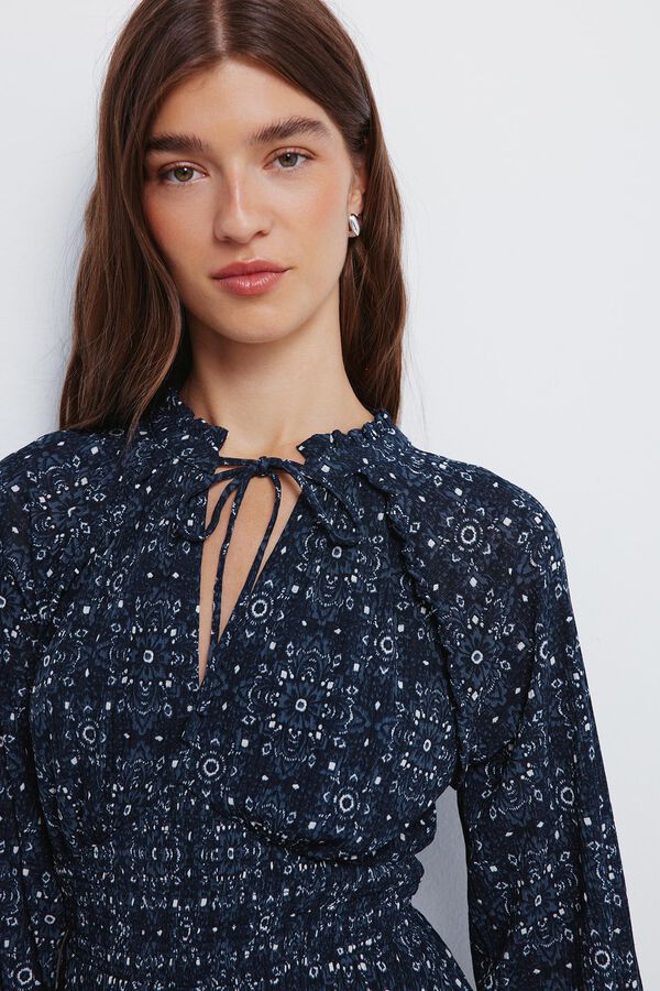 Springfield Midi dress with elastic waist blue