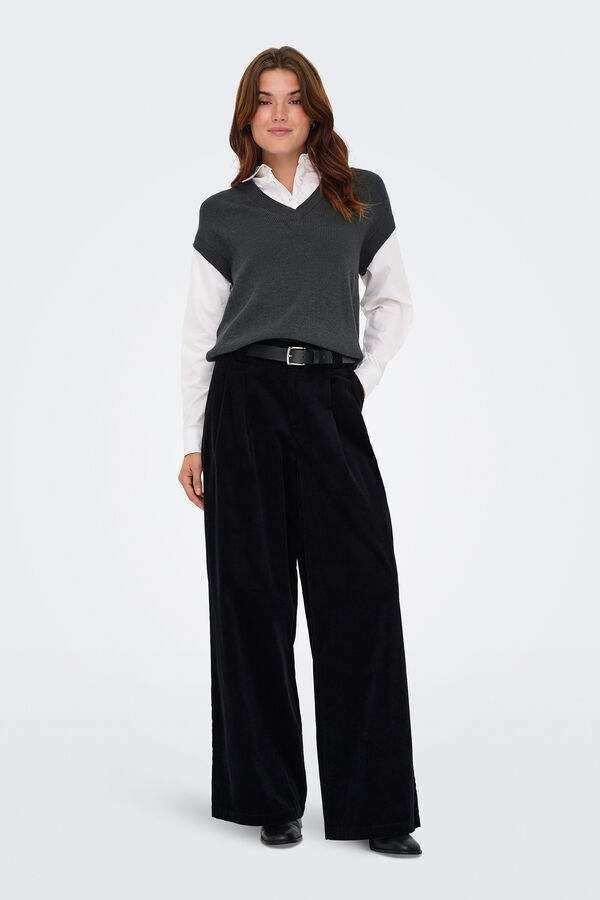 Only Pantal&oacute;n wide leg de pinzas negro