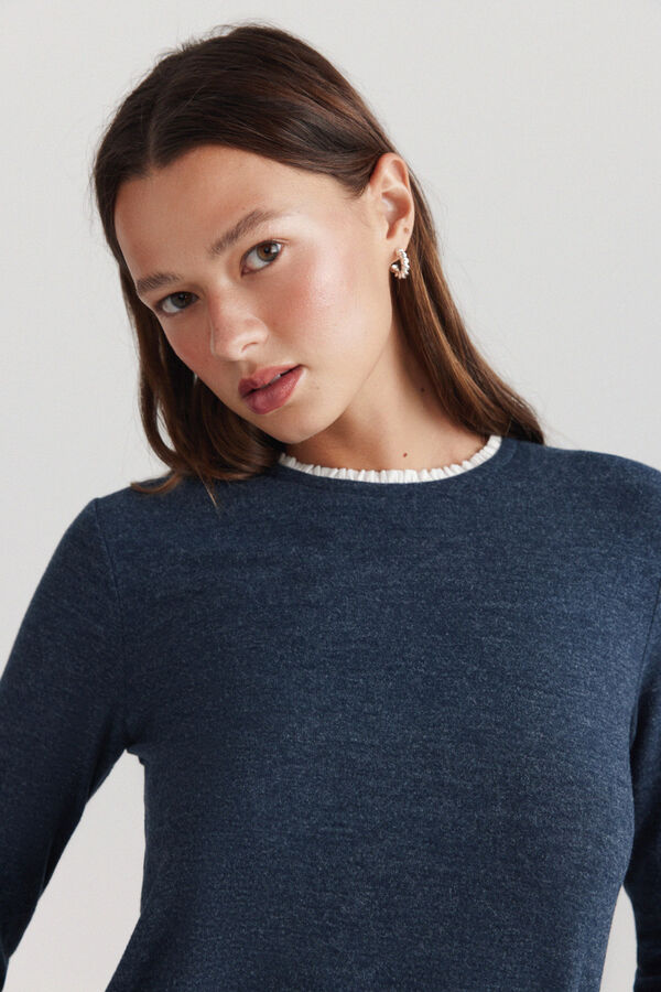 Springfield Long sleeve pleated T-shirt printed