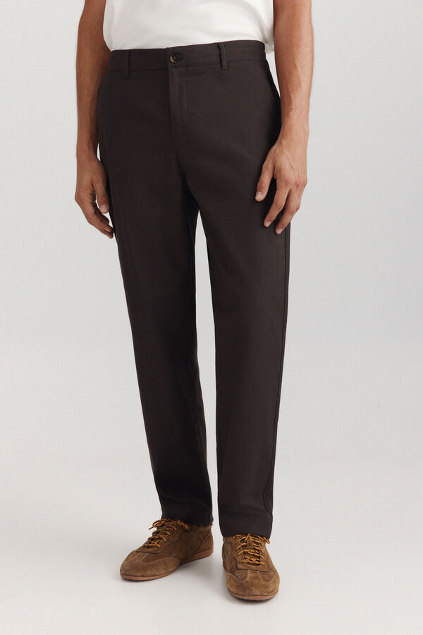 Springfield Comfort fit structure trousers brown