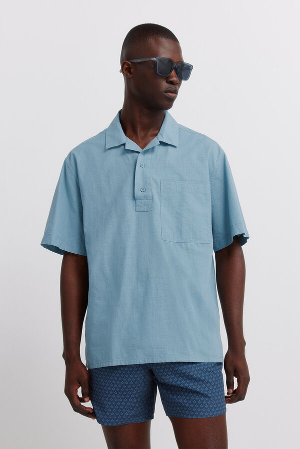 Springfield Maillot de bain imprim&eacute; mosa&iuml;que poche zipp&eacute;e bleu