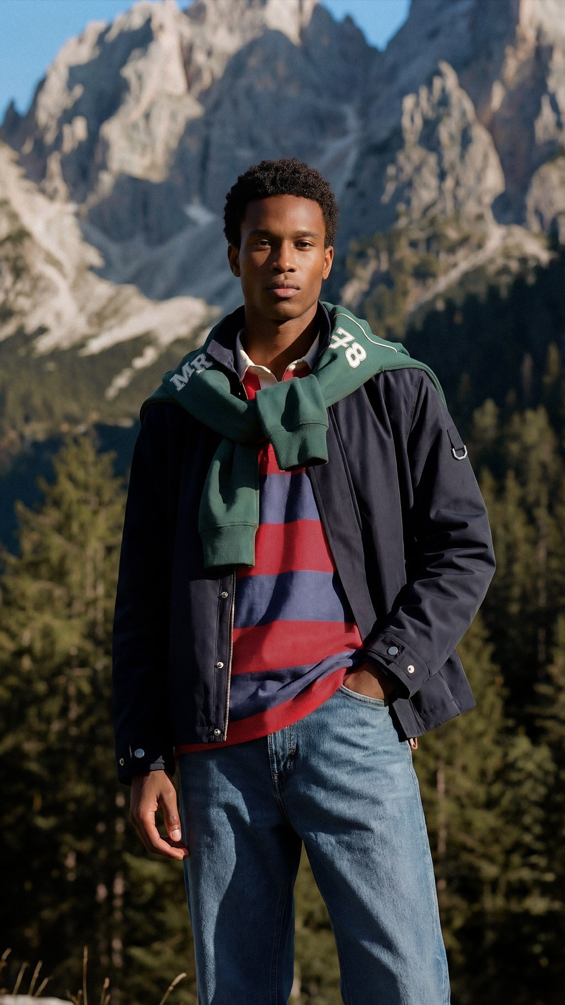 Springfield Striped long sleeve rugby polo shirt