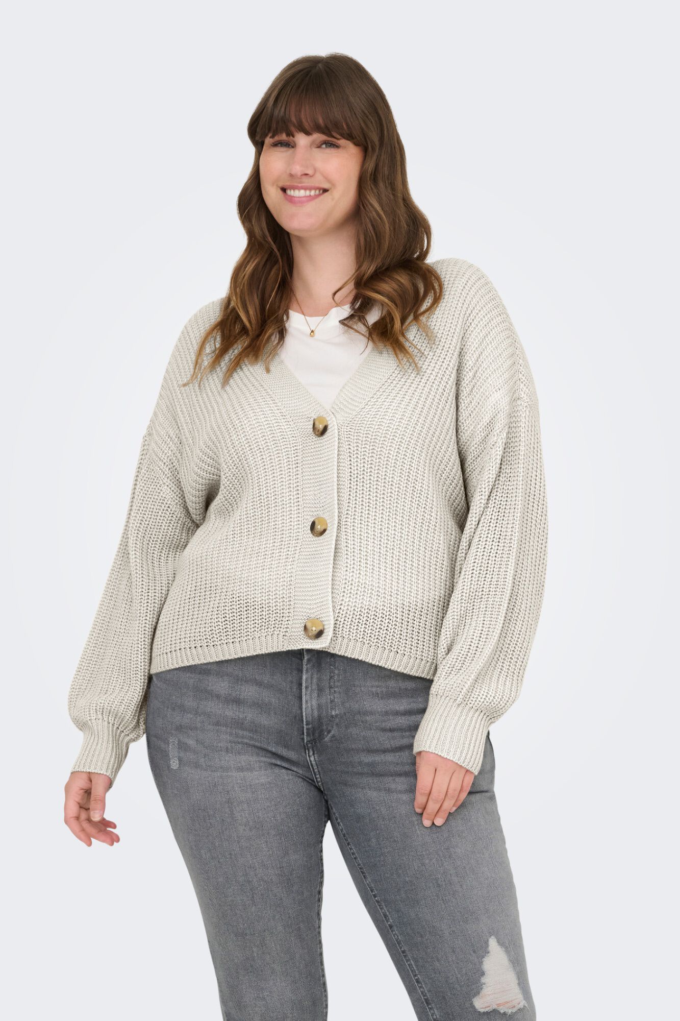 Only Carmakoma Casaco de malha com fecho de bot&otilde;es tamanho grande