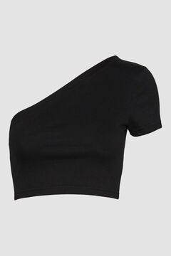 Springfield T-shirt cropped assimétrica  preto