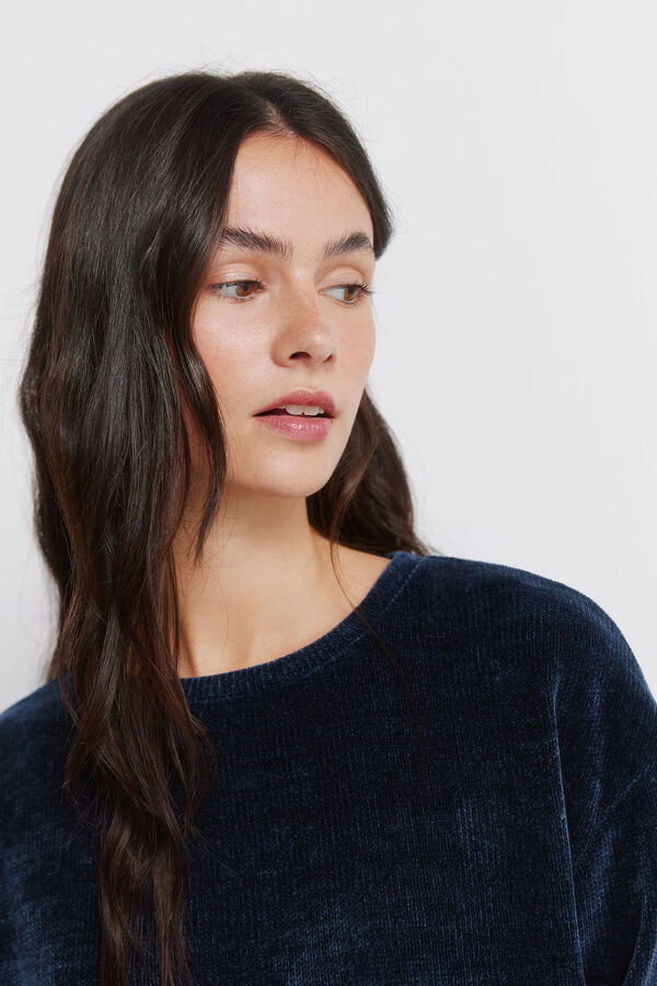 Springfield Chenille mixed-material T-shirt blue