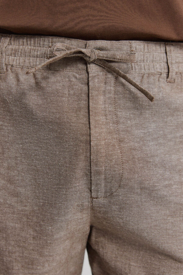 Springfield Bermuda en lin coupe slim confortable nude