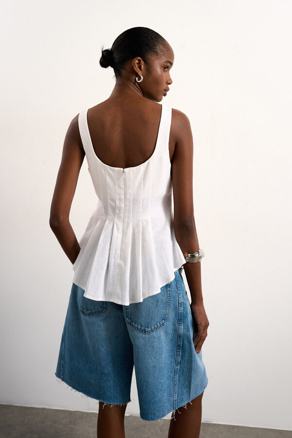 Topshop Blusa pliegues de tirantes blanco