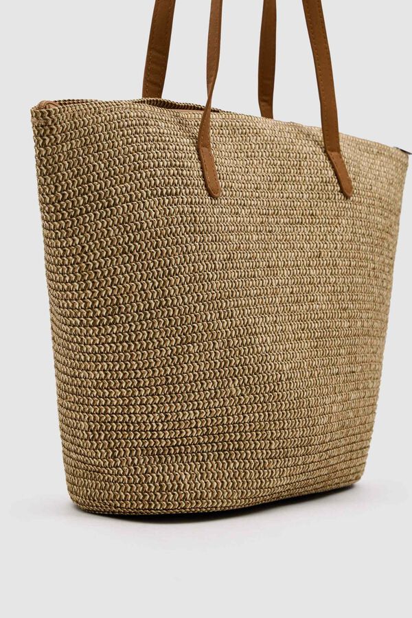 Inside Raffia basket bag nude