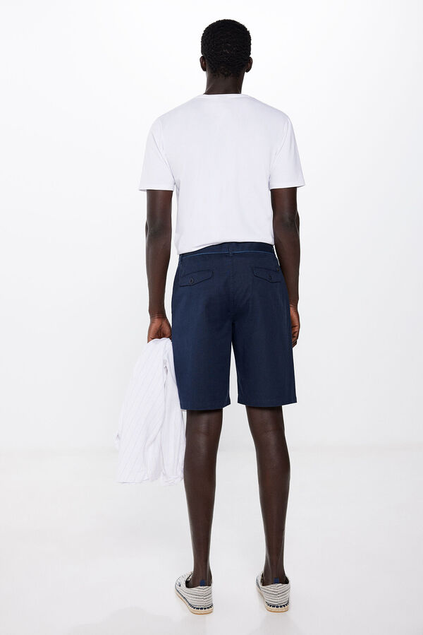 Springfield Comfort fit linen Bermuda shorts blue
