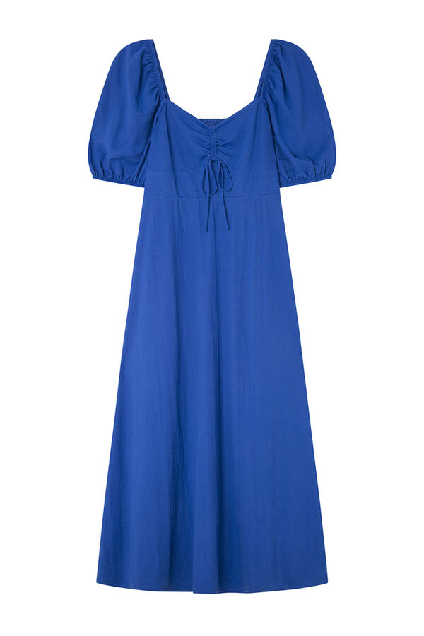 Springfield Jednobojna midi haljina sa širokim rukavima plava