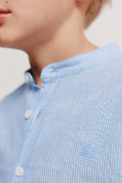 Springfield Kids Camisa de linho &agrave;s riscas gola mao para menino