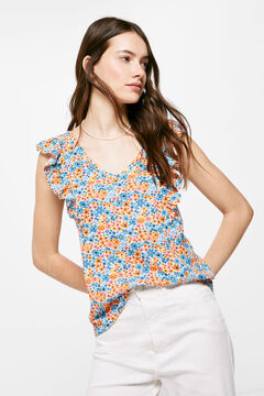 Springfield Printed T-shirt with ruffled sides ocher