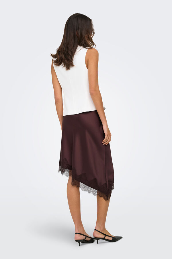 Only Asymmetric satin-finish skirt nude