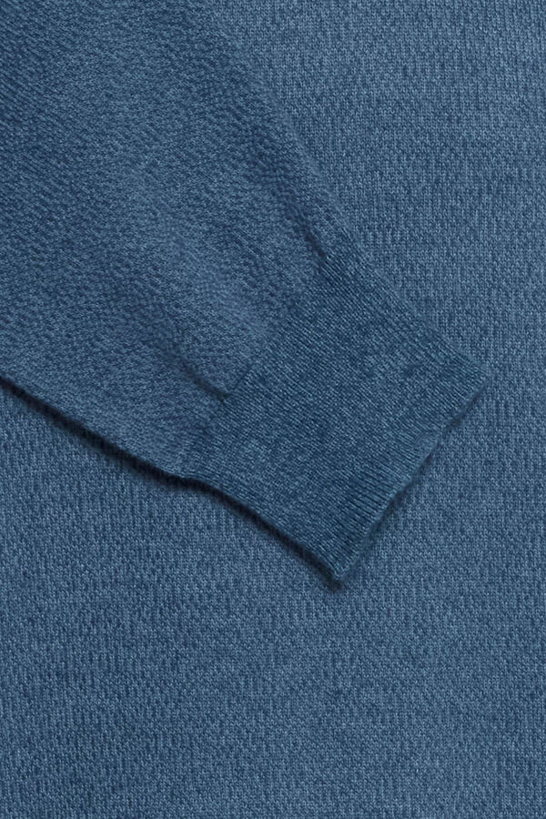 Blend jersey-knit V neck sweater blue