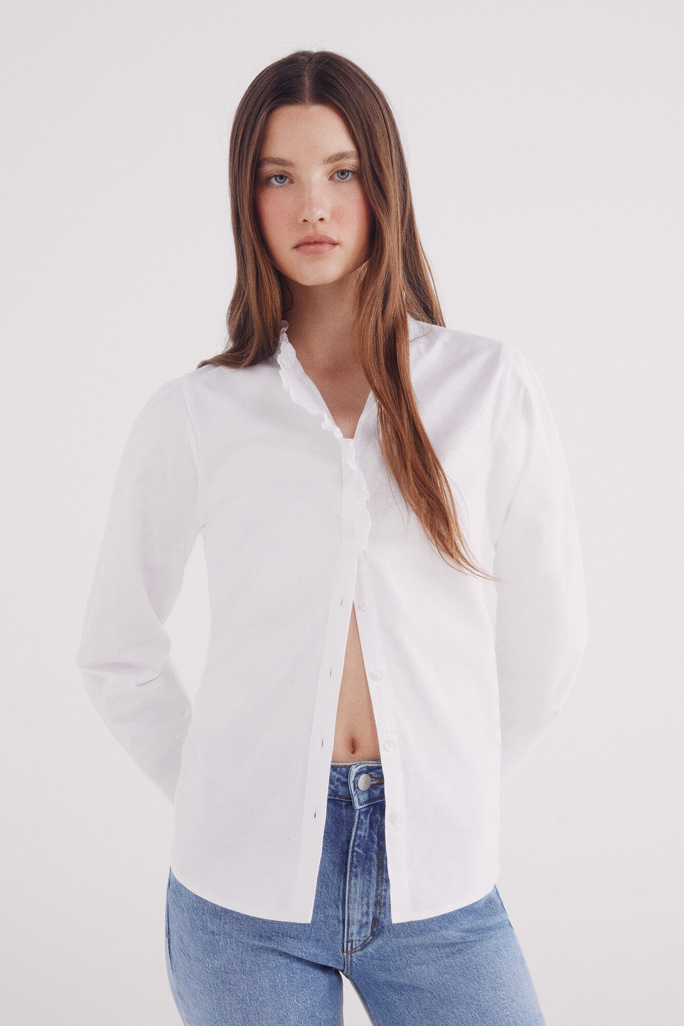 Springfield Blusa Oxford cuello volante
