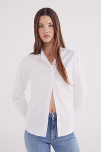 Springfield Blusa Oxford com gola franzida
