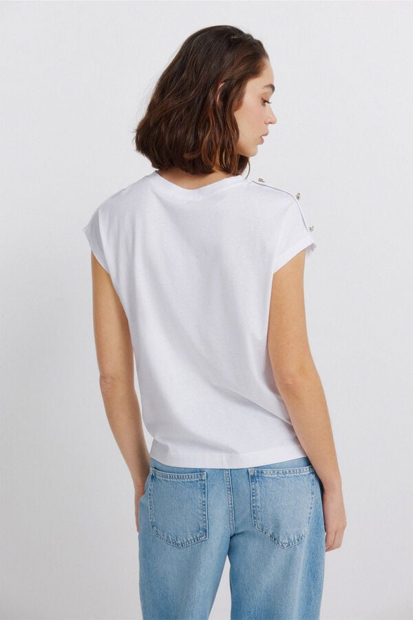 Springfield Short sleeve button T-shirt white