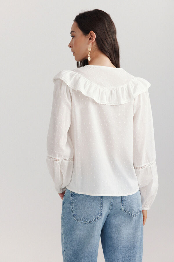 Springfield Plumetis ruffle romantic blouse white