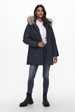Springfield Short coat with faux fur hood. bluish