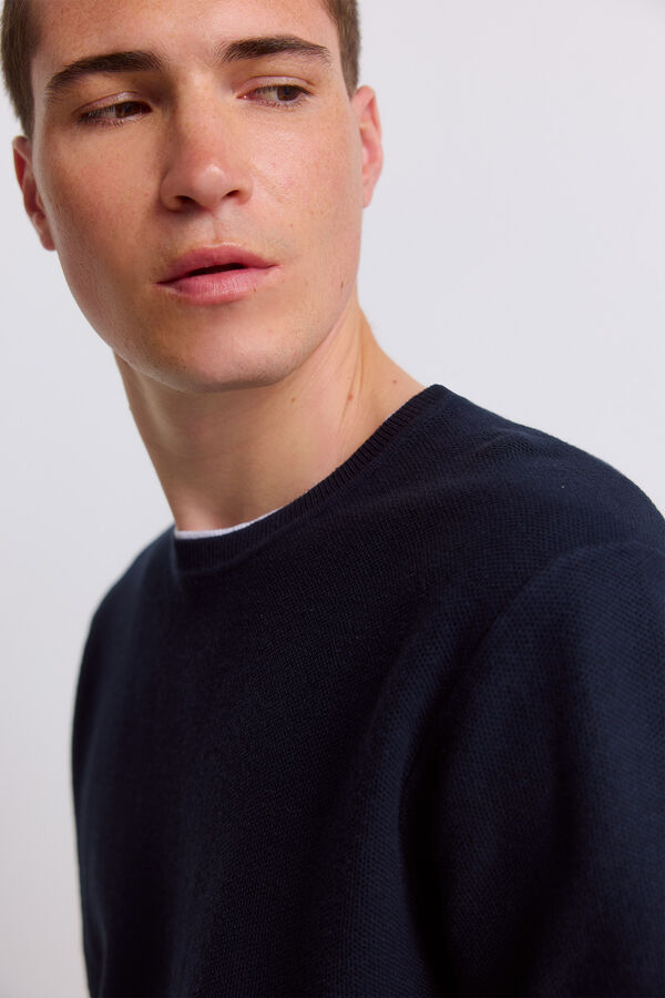 Springfield Knit structure T-shirt blue
