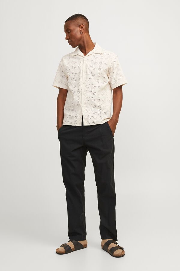 Jack & Jones Linen relaxed fit trousers black
